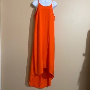 Neon orange high low maxi